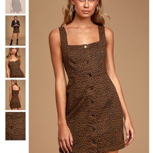 Lulu’s Leopard Print Button-Front Mini Dress